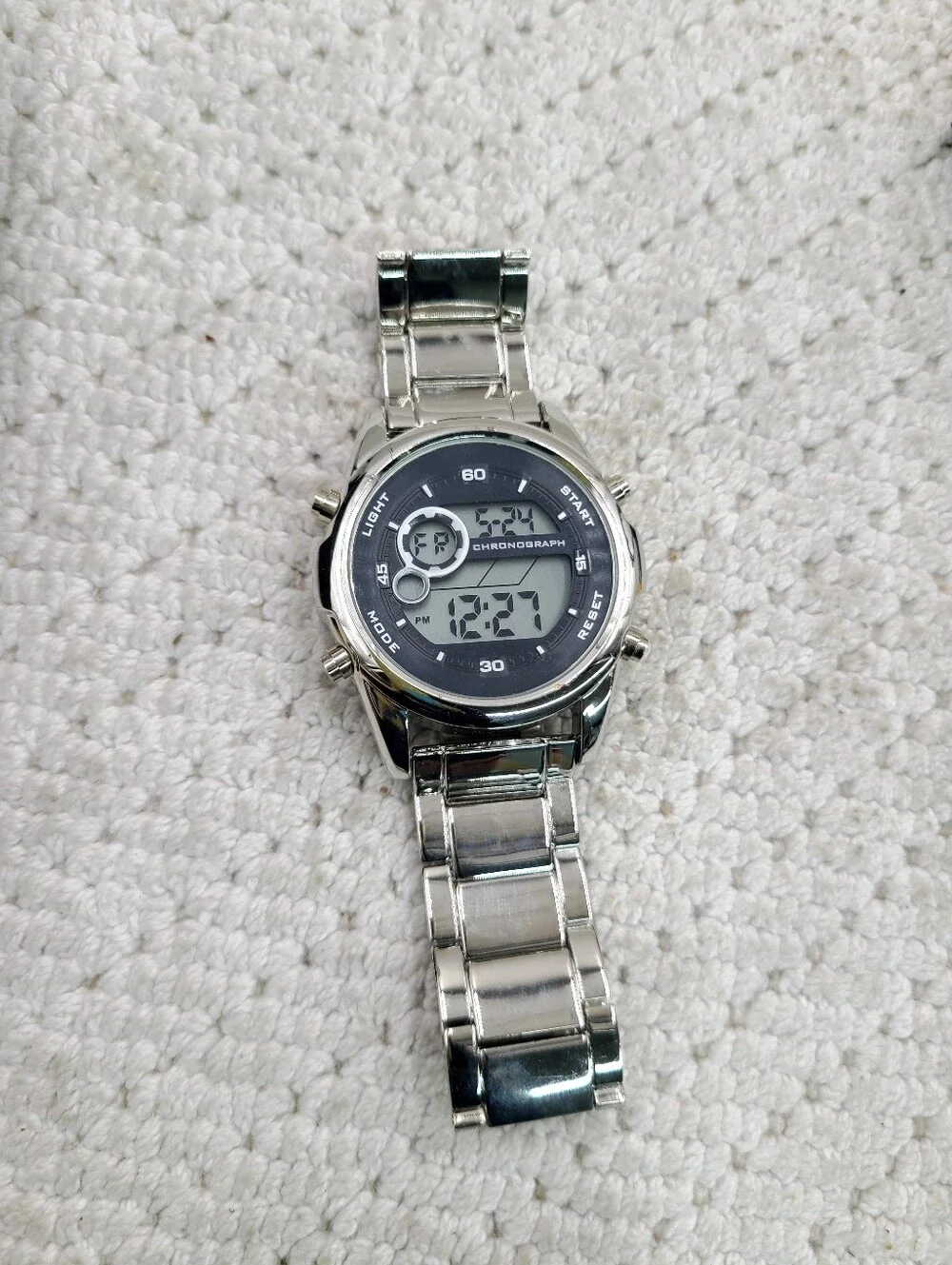 Silver Digital Chronograph Wrist Watch - Silver